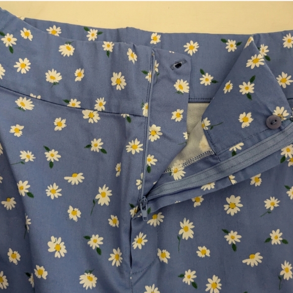 ๐ฉต๐ผ Zara Floral Cotton High Rise Slim Cropped Trouser Capris, S (XS), NWT - Picture 6 of 13